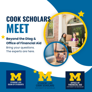 Graphic outlining collaborative offices with logos and images of a piggybank and students moving.