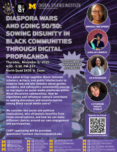 Promotional Flyer for "Diaspora Wars and Going 50/50" featuring speaker headshots. Promotional Flyer for "Diaspora Wars and Going 50/50" featuring speaker headshots.