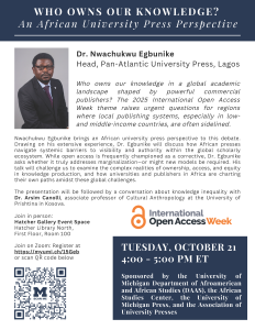Image of Dr. Nwachukwu Egbunike with the event description