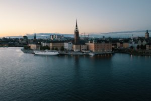 Stockholm city view, surrounded by water