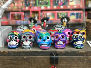 Row of sugar skulls