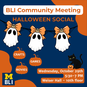 Dark Blue background, Orange writing with White highlight saying "Halloween Social", Images of Ghosts and Pumpkins with writing inside saying "crafts", "movies", and "games" Dark Blue background, Orange writing with White highlight saying "Halloween Social", Images of Ghosts and Pumpkins with writing inside saying "crafts", "movies", and "games"