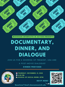 Documentary, Dinner, and Dialogue event flyer