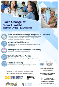 event flyer for Take Charge of Your Health! Better Living Health Fair with event details and picture of patients receiving medical care event flyer for Take Charge of Your Health! Better Living Health Fair with event details and picture of patients receiving medical care