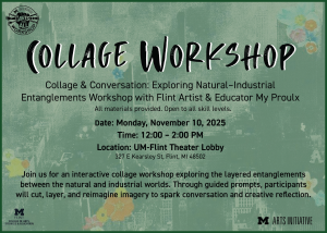 an info graphic design for Collage & Conversation: Exploring Natural–Industrial Entanglements