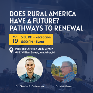 Flyer for event with title: Does Rural America Have a Future? Pathways to Renewal