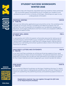 Poster with information about UROPs winter workshops