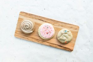 Platter of three sugar cookies