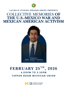 Top of page, title of program. Beneath the title, picture of Professor Omar Valerio-Jimenez