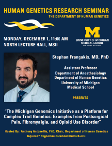 blue flyer with photo of speaker with white text