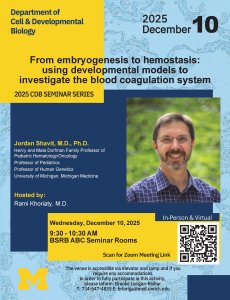 Jordan Shavit, M.D., Ph.D., From embryogenesis to hemostasis: using developmental models to investigate the blood coagulation system