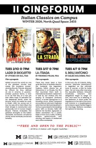 three movie posters and dept sponsor logos