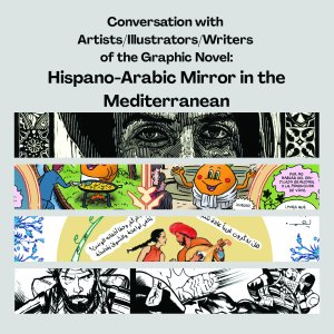 a info graphic design for Artist & Writer Talk: ARIA Graphic Novel + Hispano-Arabic Interaction Exhibit