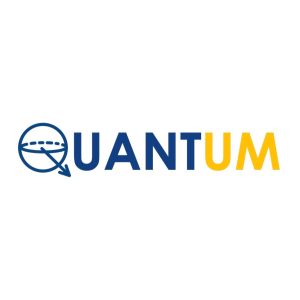 The QuantUM logo, featuring a bloch sphere and the word Quantum spelled out in maize and blue.