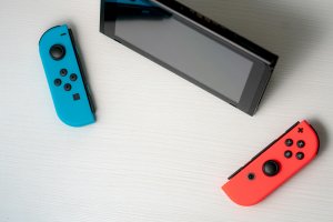 Nintendo switch console on table
