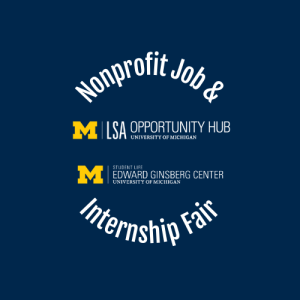 Nonprofit Job & Internship Fair with Opportunity Hub and Ginsberg Logos