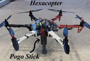 Hexacopter with a pogostick