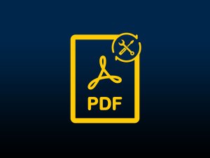 A screwdriver and wrench, Adobe Acrobat logo, and letters PDF inside of a rectangle