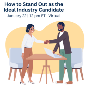 A man and a woman standing and shaking hands over a desk