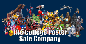Various media characters represented with "The College Sale Company"
