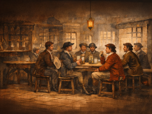 Image of men drinking in old tavern