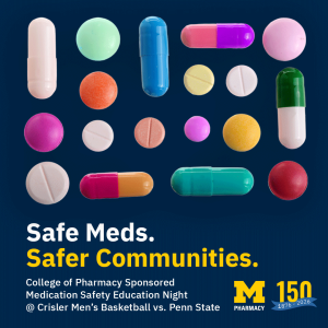 Safe Meds. Safer Communities. event graphic with images of various medications