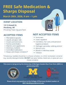 flyer for Safe Medication and Sharps Disposal Event