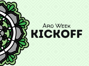Aro Week Kickoff with aromantic pride-colored mandala