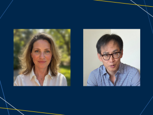 headshots of Elizabeth Harry and Shigehiro Oishi