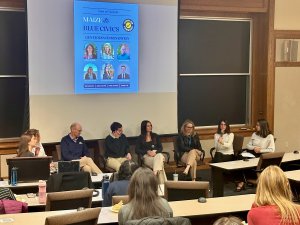 A picture of a panel discussion from Turn Up Turnout's last Maize and Blue Civics, which was on gun violence prevention.