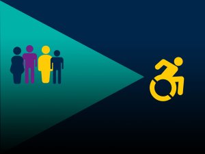 A wheelchair use and bodies in different sizes and shapes