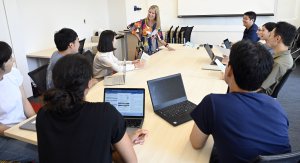 ELI Instructor and student in a classroom setting