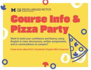 ELI Course Info & Pizza Party Graphic