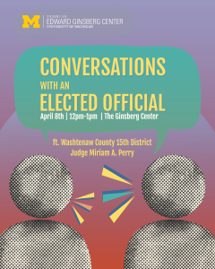 Conversations with an Elected Official - 15th District Judge flyer with details