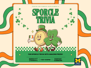 3 Leaf clover and coin holding hands with cream and green background.