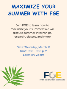 Tan flyer with words describing the event, with a palm leaf.