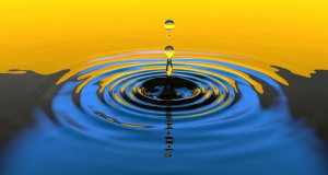 A water droplet and ripple