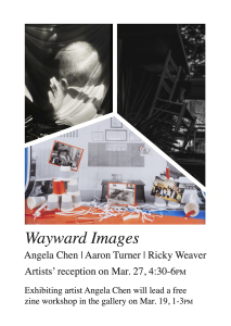 Image with exhibit details and images of art from the show