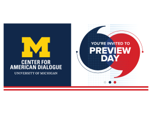 Center for American Dialogue logo to the left of "You're Invited to Preview Day"