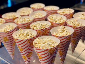 Popcorn in cone containers.
