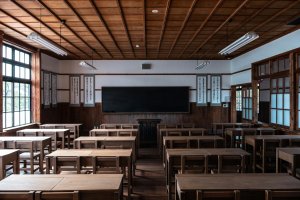 Brown classroom with chairs