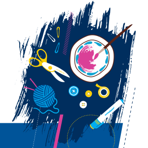 Illustration of various craft supplies