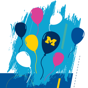 Illustration of balloons flying