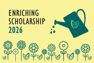 Enriching Scholarship 2026 Logo- Watering can and flowers