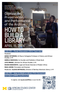 Event poster featuring the panelist and film screening schedule.