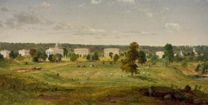Jasper Cropsey landscape painting of campus circa 1850s.