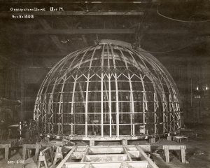 Construction of the Detroit Observatory's dome for the 1908 addition.