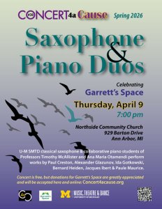 CONCERT4aCAUSE #38: Saxophone & Piano Duos celebrating Garrett's Space