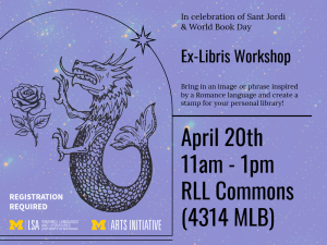 Sant Jordi Day: Ex-Libris Workshop poster with event details