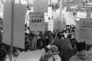 Demonstrators at the Black Action Movement III, 1987.